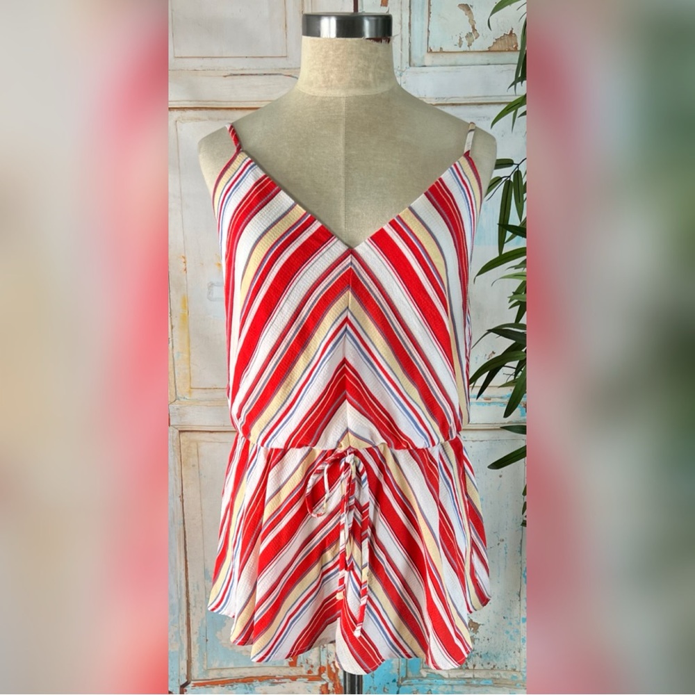 VENUS Multicolored Striped Stretch Waist Sleeveless Top